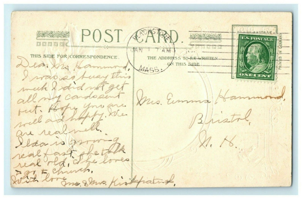 Christmas Oliver Holmes John Winsch 1910 Embossed Gold Vintage Antique Postcard