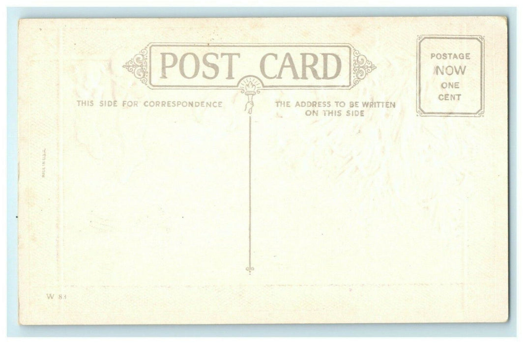 Christmas Tree Children Bed Stocking Doll Dog Embossed Vintage Antique Postcard