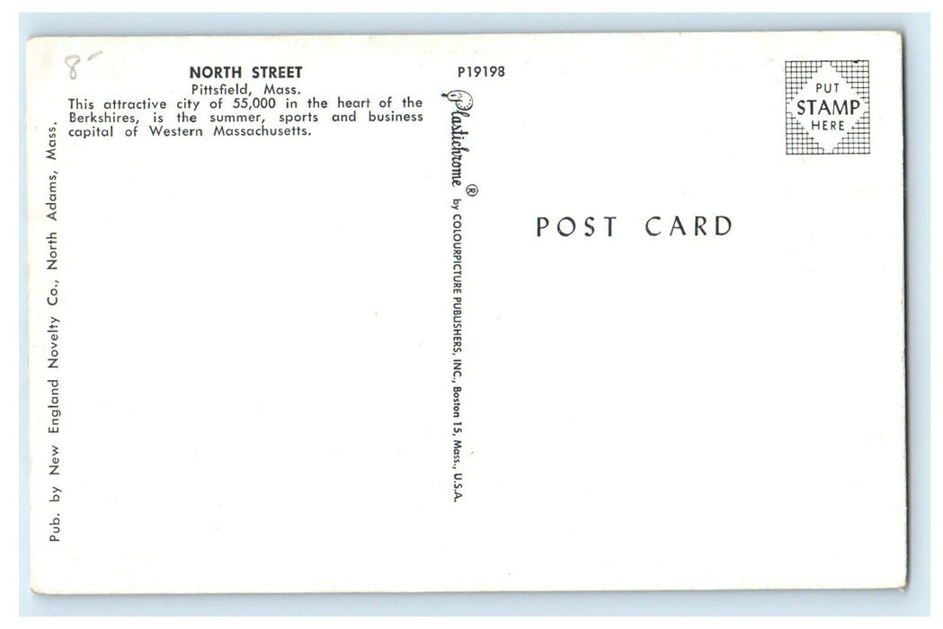 c1910 North Street Business Capital Pittsfield Massachusetts MA Antique Postcard