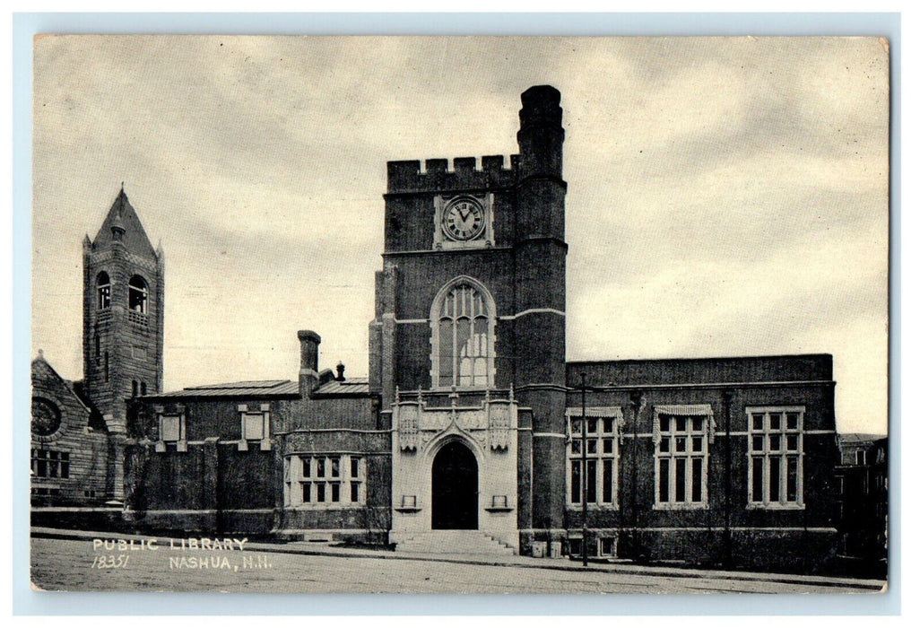 c1910 Public Library, Nashua New Hampshire NH Unposted Antique Postcard