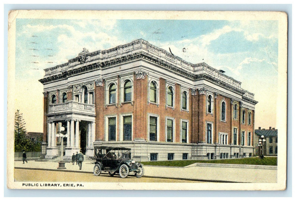 1920 Public Library, Erie Pennsylvania PA Posted Antique Postcard