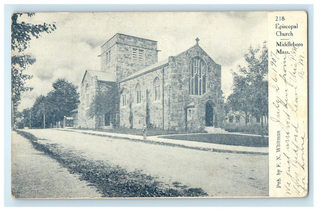 1907 Episcopal Church Street View Middleboro Massachusetts MA Antique Postcard