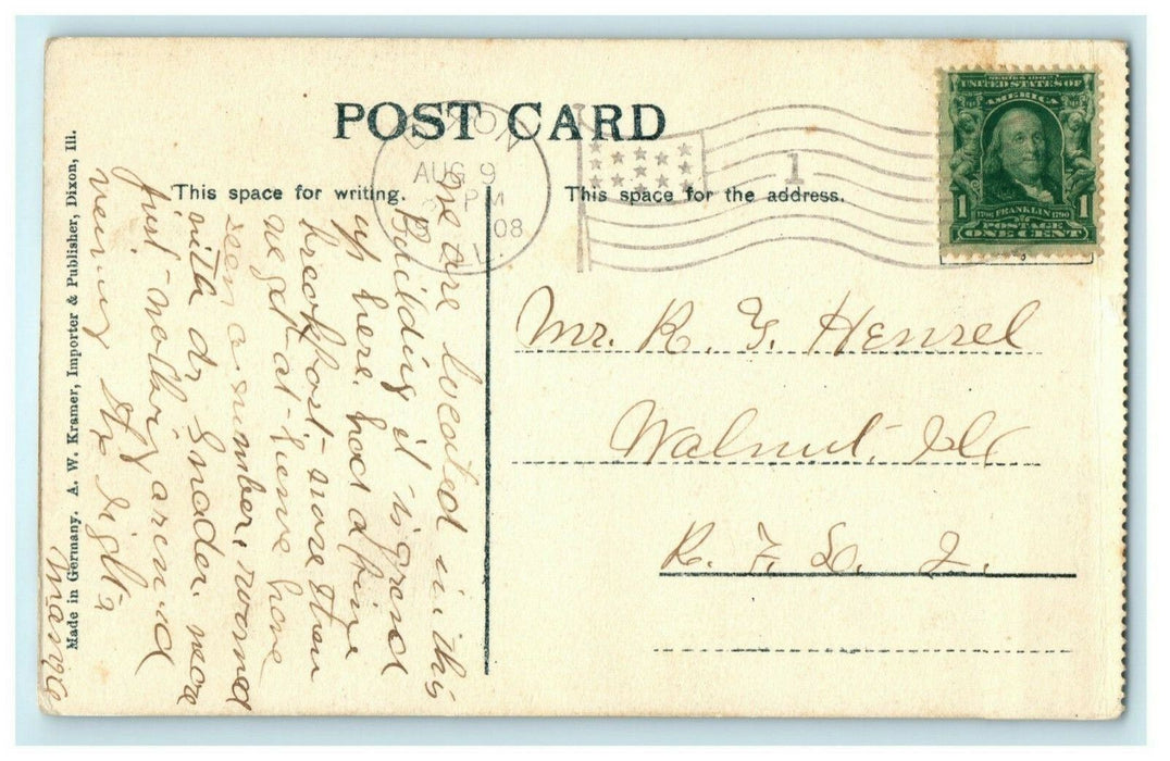 Assembly Park Hotel Dixon Illinois 1908 Germany Bicycle Vintage Antique Postcard