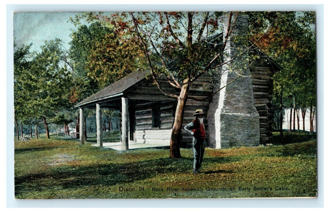 Early Settler's Cabin Dixon Illinois 1911 Germany Vintage Antique Postcard