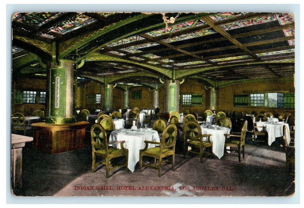1908 Indian Grill, Hotel Alexandria Los Angeles California CA Postcard