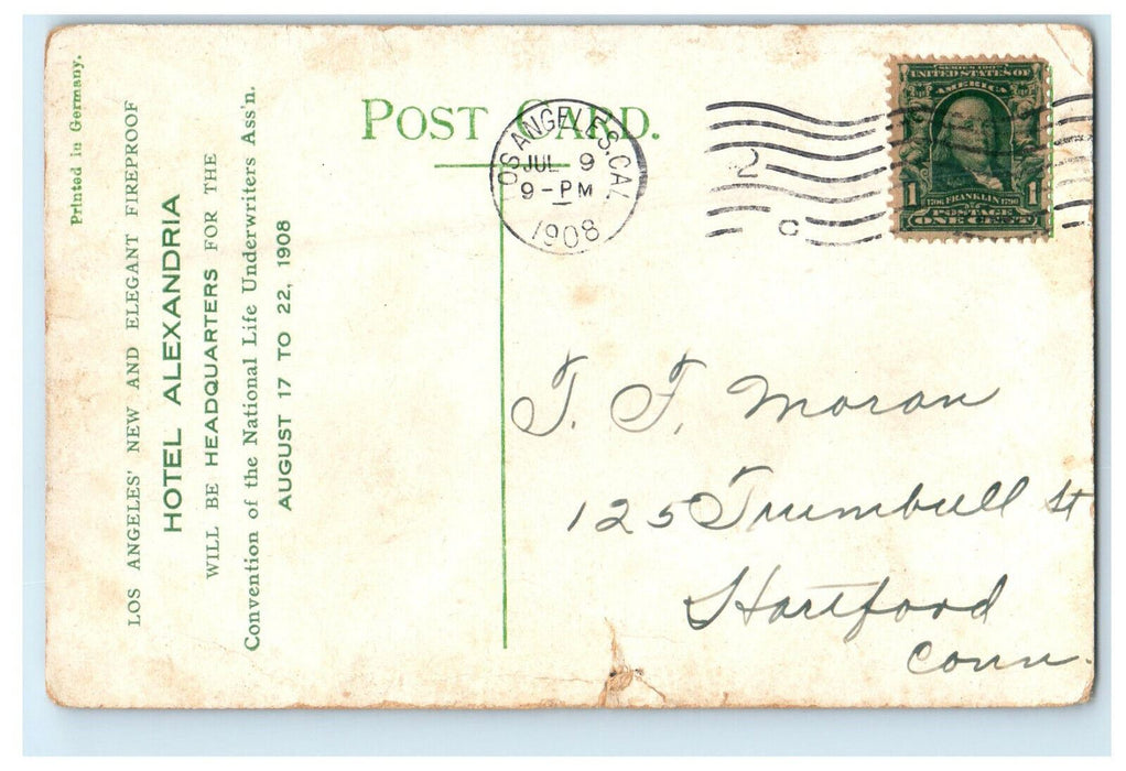 1908 Indian Grill, Hotel Alexandria Los Angeles California CA Postcard