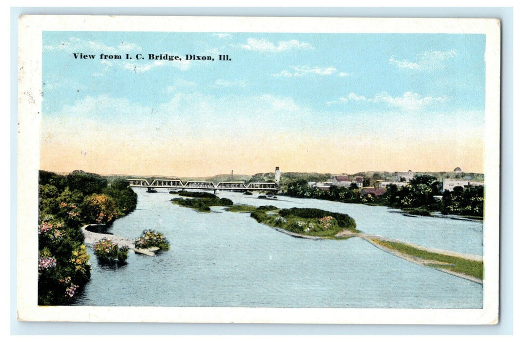 View I.C. Bridge Dixon Illinois 1915 Naperville Vintage Antique Postcard