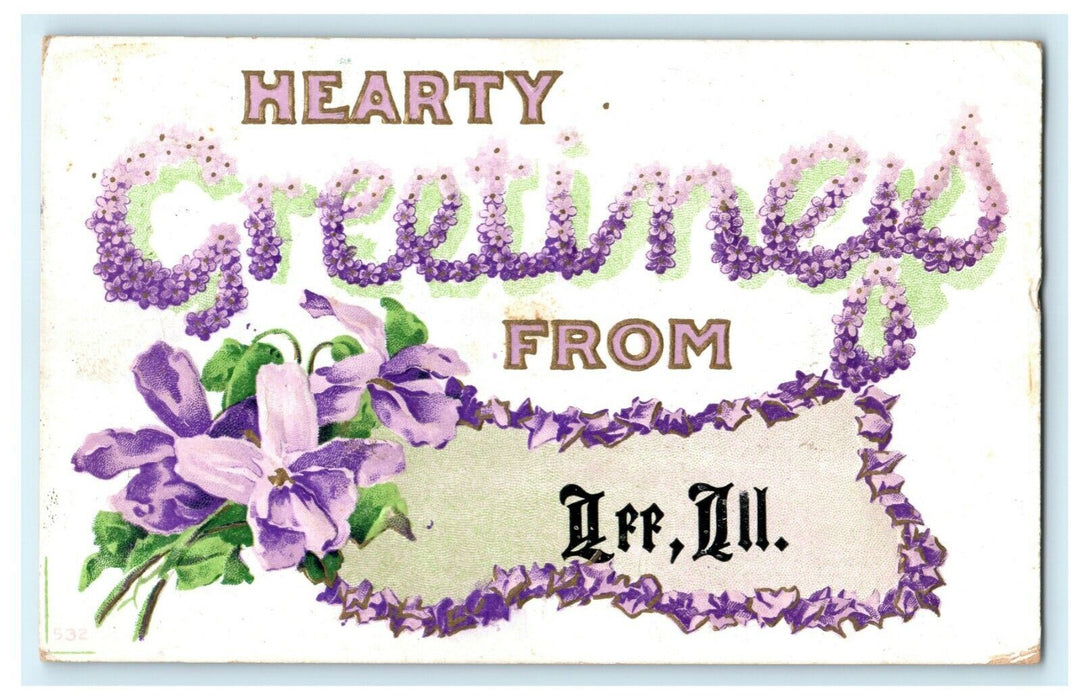 Greetings From Lee Illinois Embossed Flowers 1913 Vintage Antique Postcard