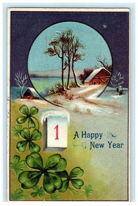 New Year Calendar Germany 1907 Embossed Green Bay Wisconsin Antique Postcard