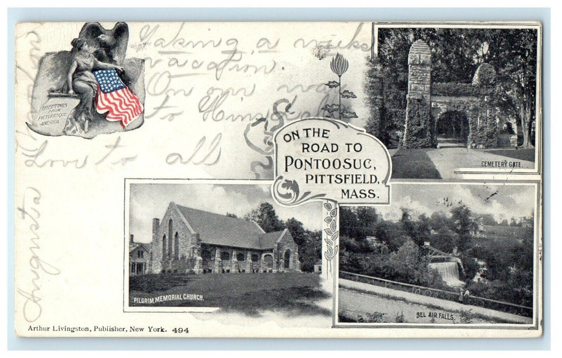 c1904 On the Road to Pontoosuc, Pittsfield Massachusetts MA Antique Postcard