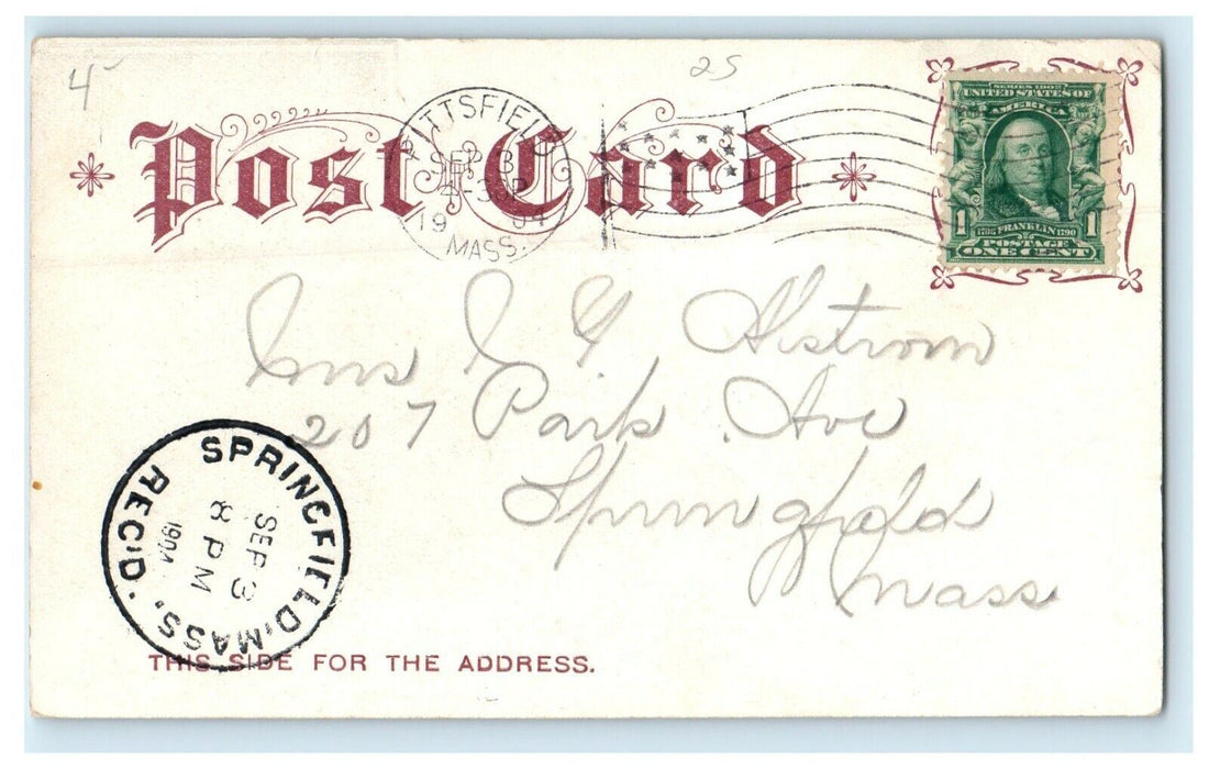 c1904 On the Road to Pontoosuc, Pittsfield Massachusetts MA Antique Postcard