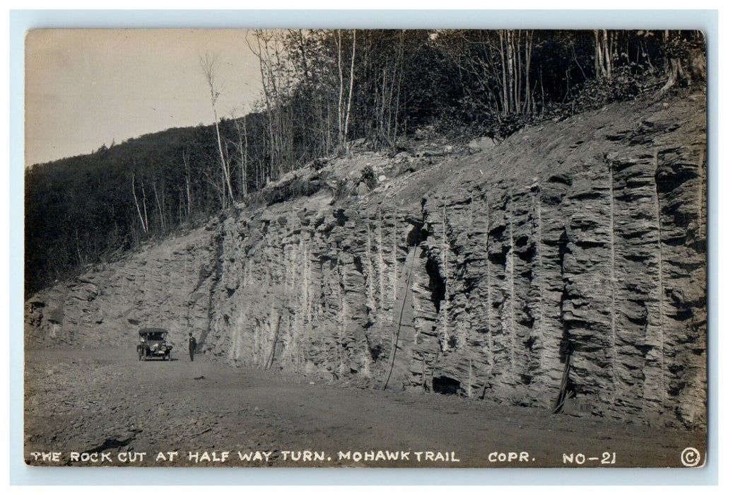 c1910's The Rock Cut Half Way Turn Mohawk Trail MA RPPC Photo Antique Postcard