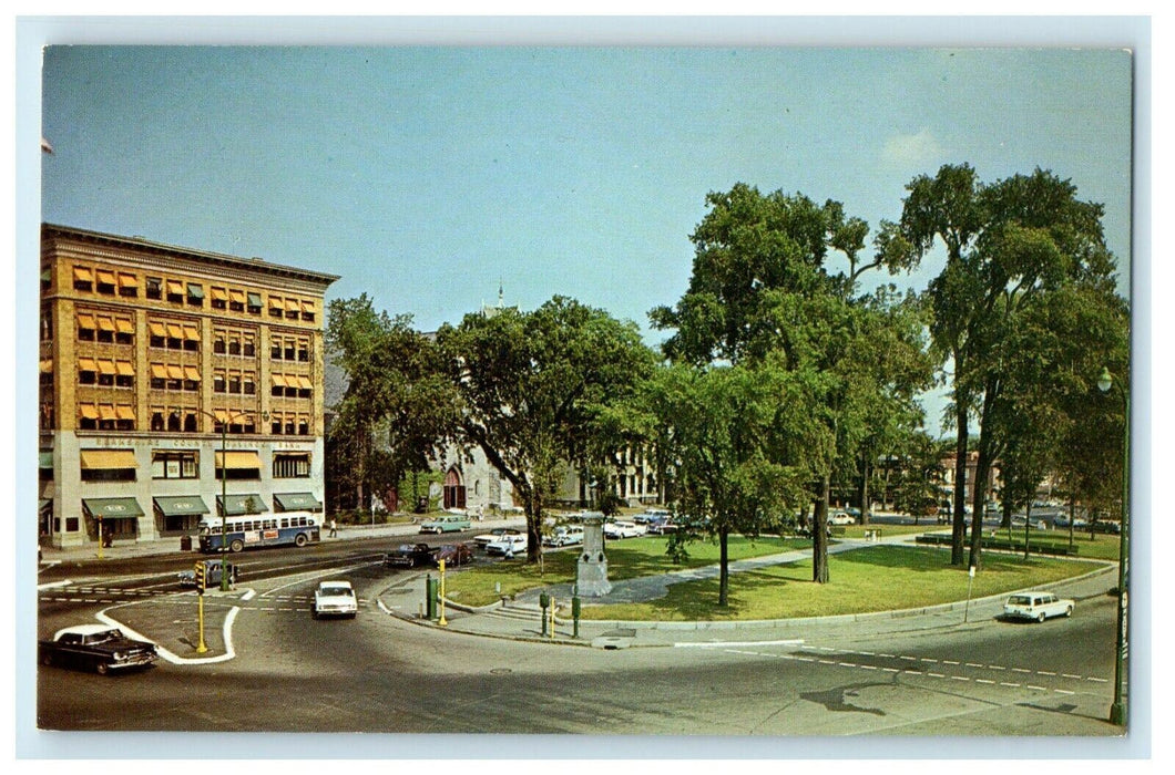 View Of Pittsfield Common Statue Foreground Massachusetts MA Unposted Postcard