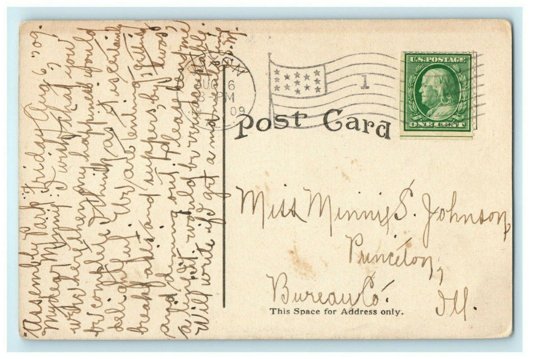 Boating Moonlight Rock River Dixon Illinois 1909 Vintage Antique Postcard