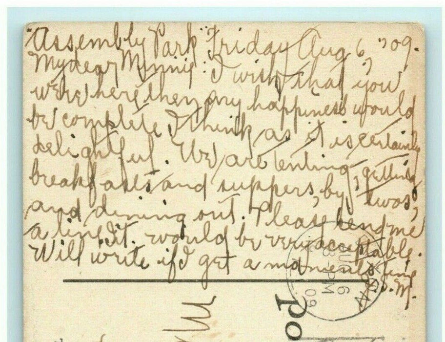 Boating Moonlight Rock River Dixon Illinois 1909 Vintage Antique Postcard