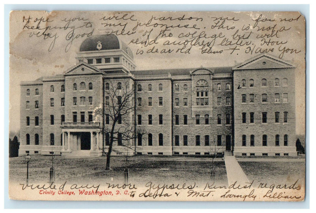 1906 Glens Falls NY Trinity College Washington DC Posted Antique Postcard