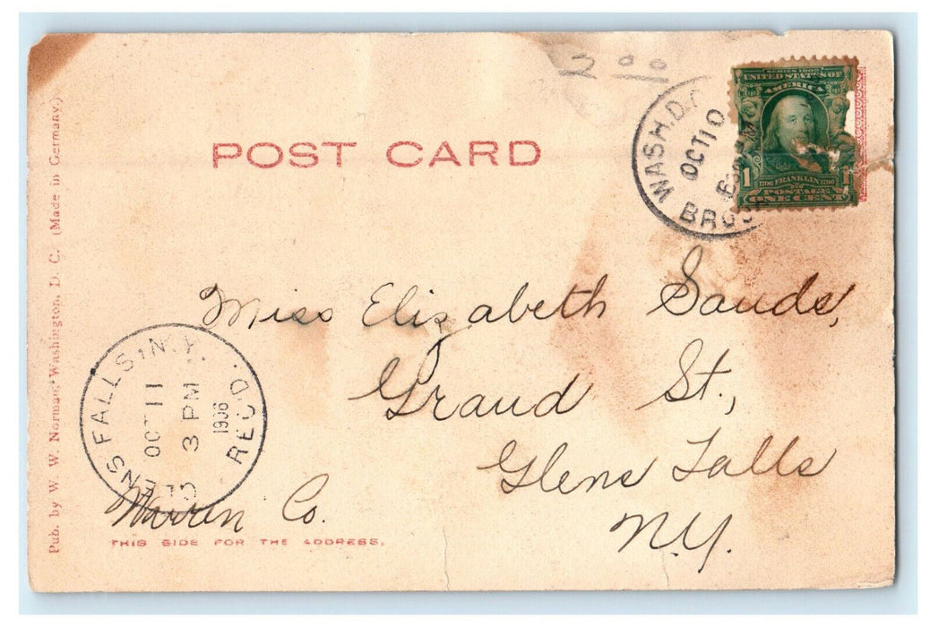 1906 Glens Falls NY Trinity College Washington DC Posted Antique Postcard