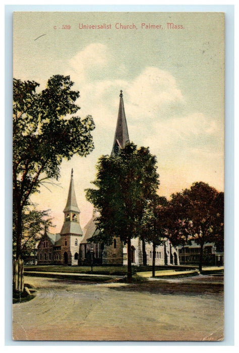 1907 Universalist Church Street View Palmer Massachusetts MA Antique Postcard