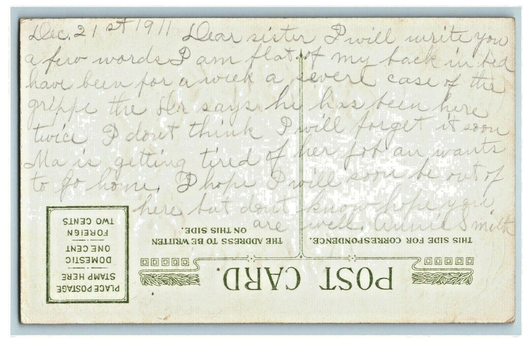 Merry Christmas John Winsch 1911 Embossed Gold Clover Vintage Antique Postcard