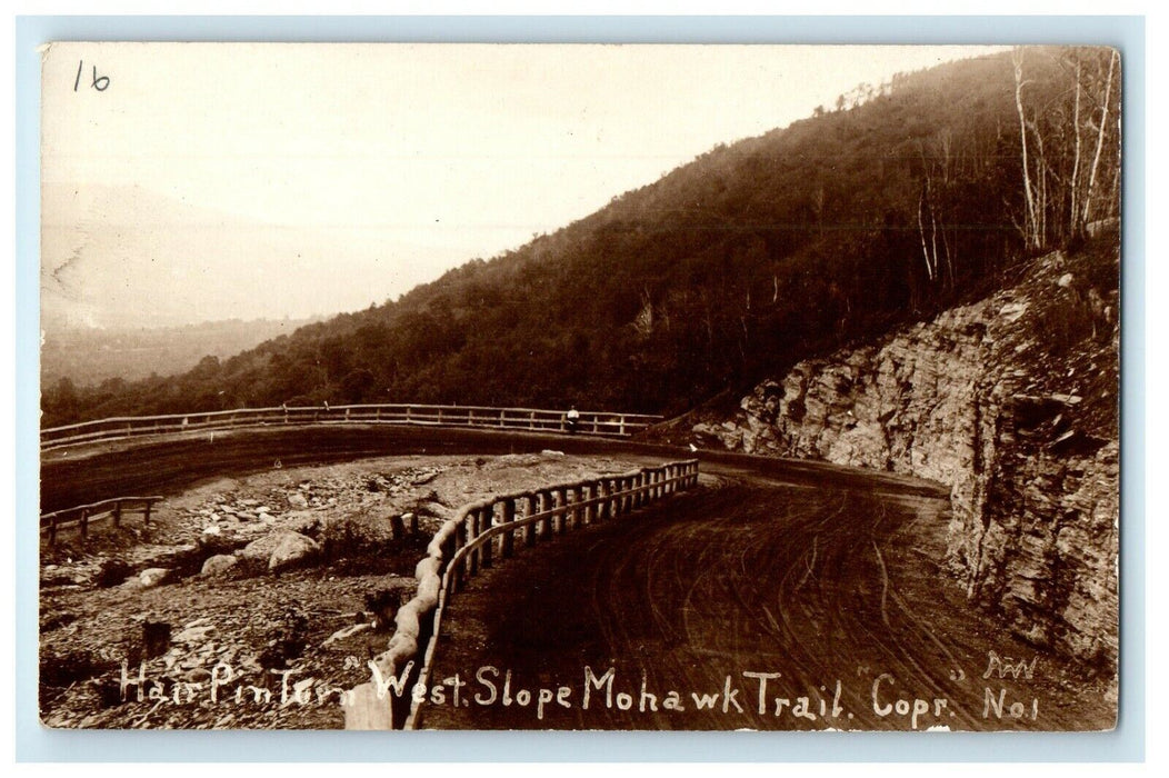 1918 Hair Pinter West Slope Mohawk Trail Massachusetts MA RPPC Photo Postcard