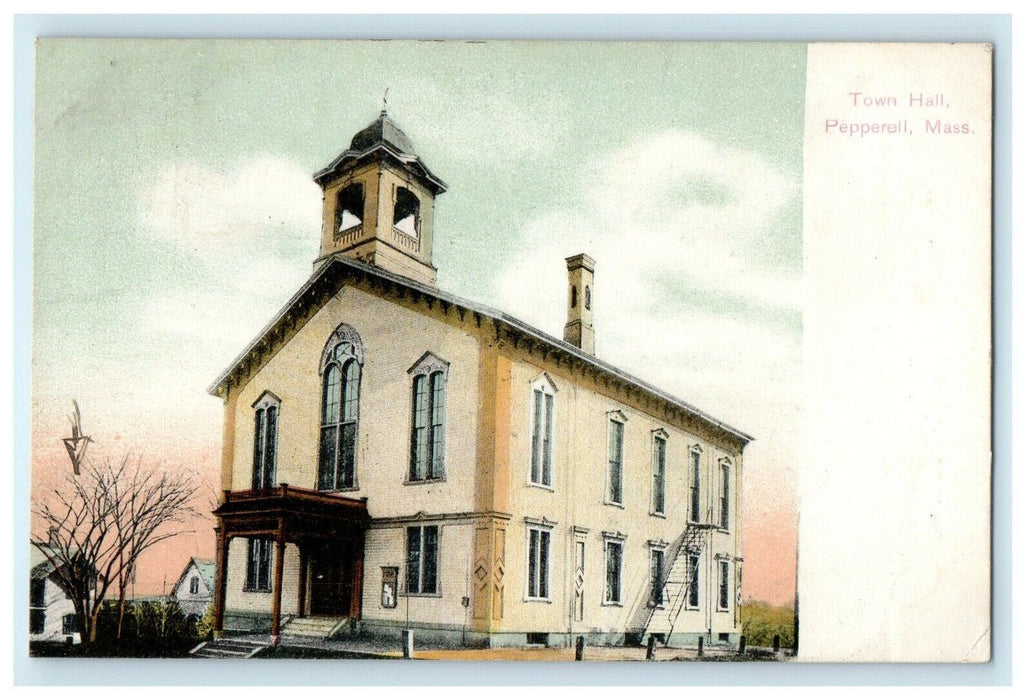 1910 View Of Town Hall Pepperell Massachusetts MA Posted Antique Postcard