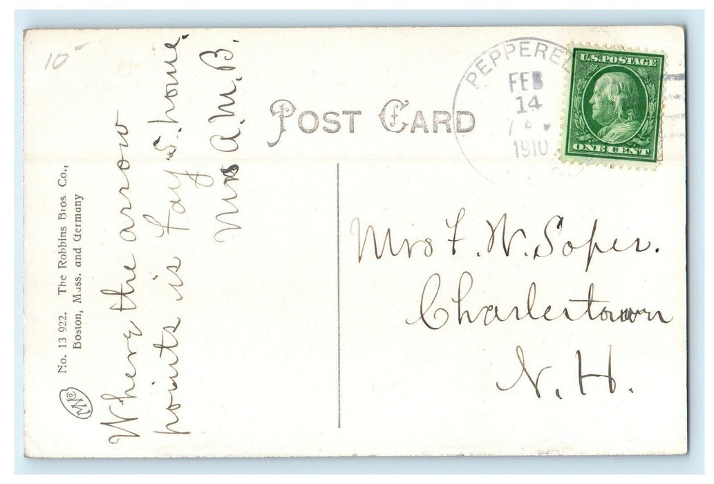 1910 View Of Town Hall Pepperell Massachusetts MA Posted Antique Postcard