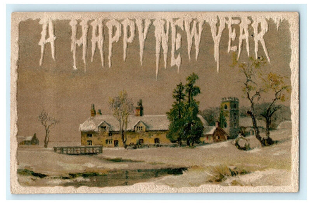 Happy New Year John Winsch 1910 Germany Embossed Vintage Antique Postcard
