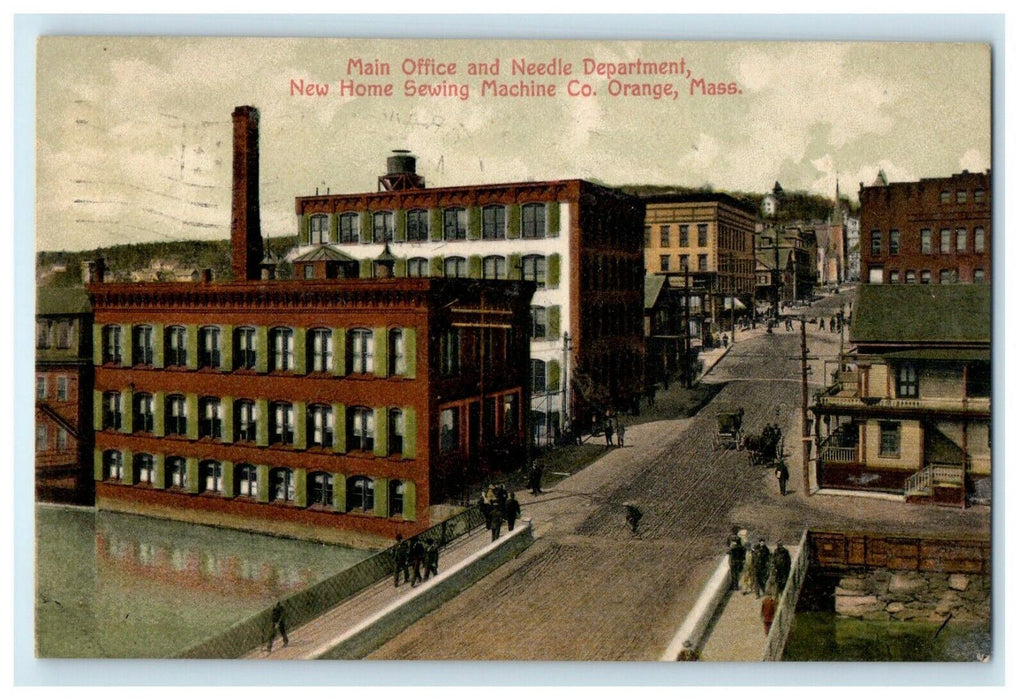 1908 New Home Sewing Machine Co. Main Office Orange Massachusetts MA Postcard
