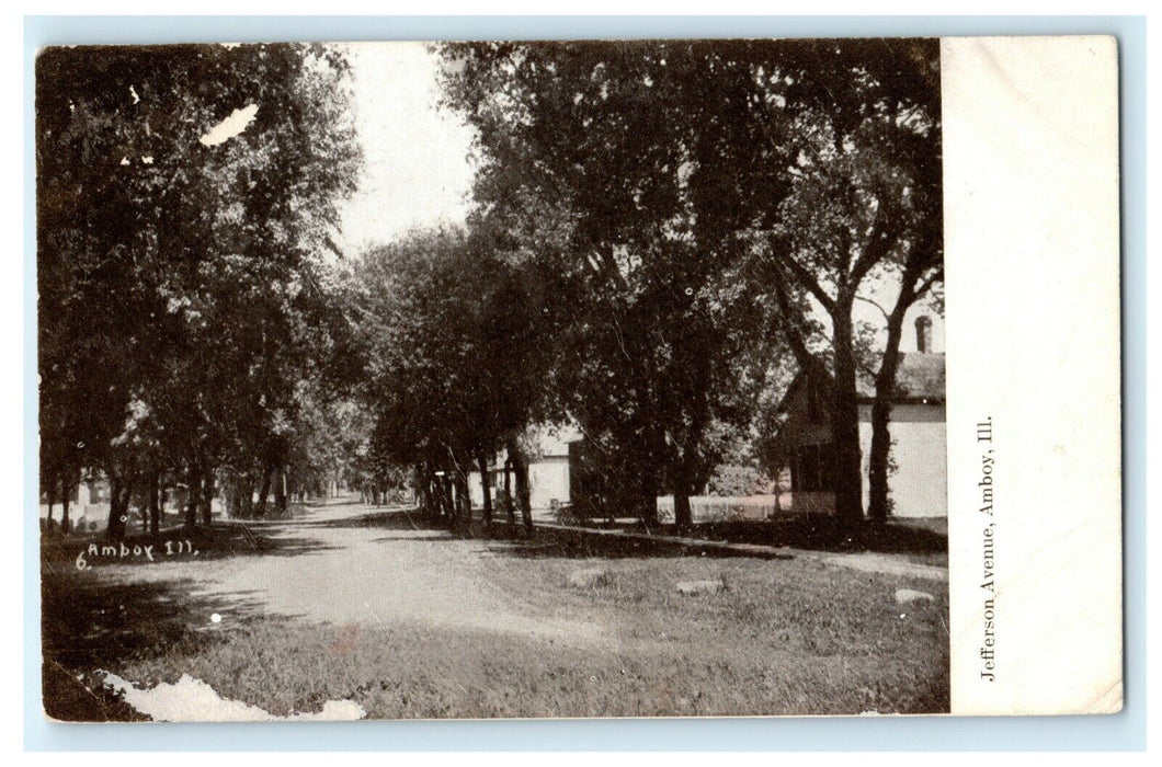 Jefferson Avenue Amboy Illinois c1910 Vintage Antique Postcard