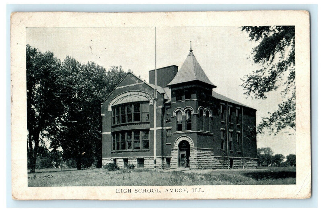 Amboy Illinois High School 1909 Vintage Antique Postcard