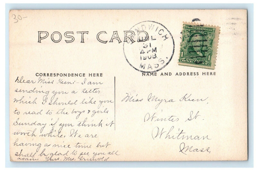 1908 Joseph Jefferson Grave Sandwich Massachusetts MA RPPC Photo Postcard
