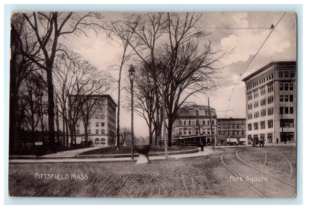c1905 Park Square Scene View Buildings Pittsfield Massachusetts MA UDB Postcard