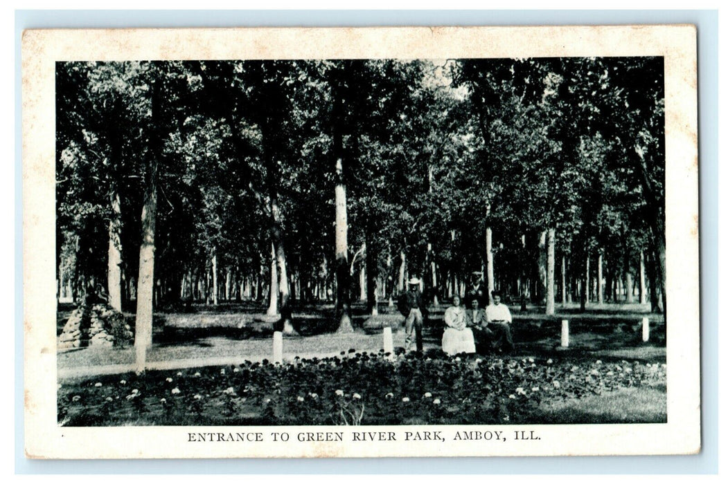 Entrance to Green River Park Amboy Illinois 1908 Vintage Antique Postcard