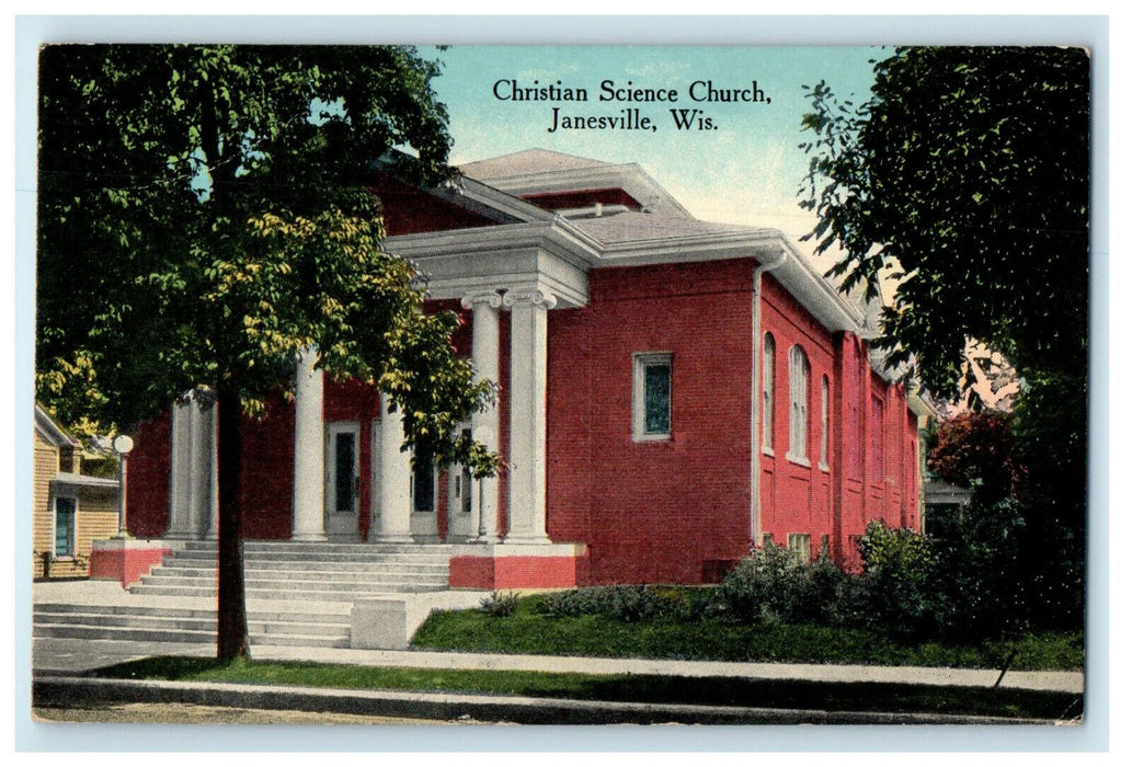 1914 Avalon WI Christian Science Church Janesville Wisconsin WI Postcard