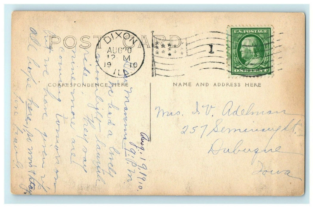 Dixon Illinois 1910 RPPC Photo Lake Boats Searching Vintage Antique Postcard