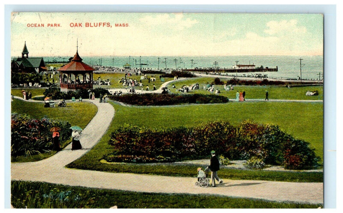 1908 View Of Ocean Park Gazebo Oak Bluffs Massachusetts MA Antique Postcard