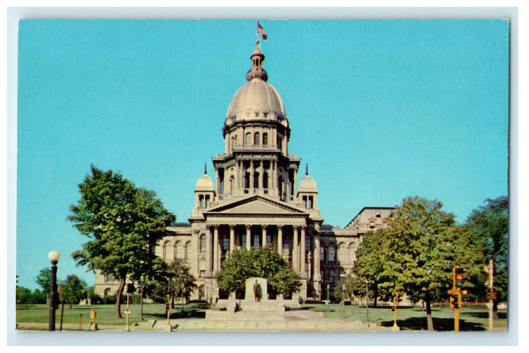 c1960s Illinois State Capitol, Springfield Illinois Front View Postcard