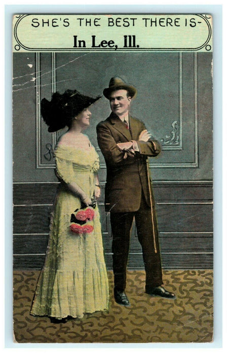 She's the Best in Lee Illinois Comic Funny 1912 Big Hat Vintage Antique Postcard