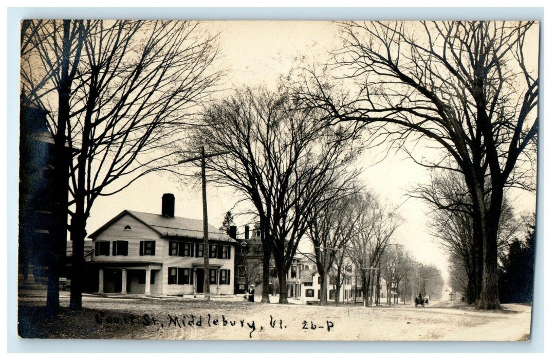 1911 View Of Court Street Middlebury Vermont VT RPPC Photo Antique Postcard