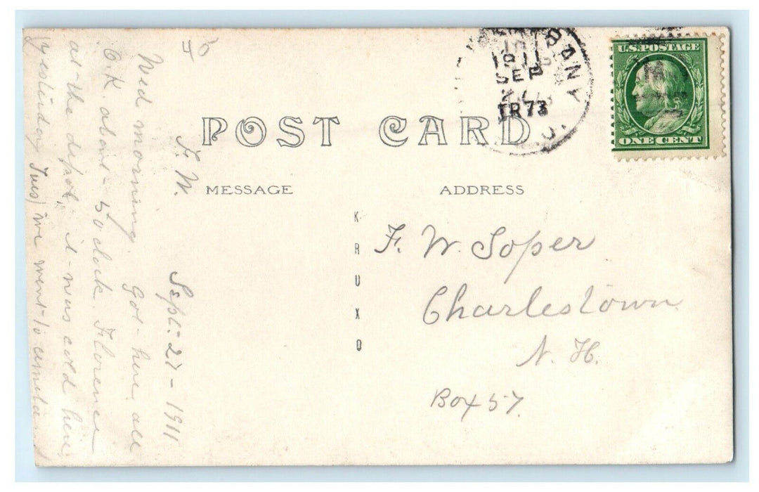 1911 View Of Court Street Middlebury Vermont VT RPPC Photo Antique Postcard