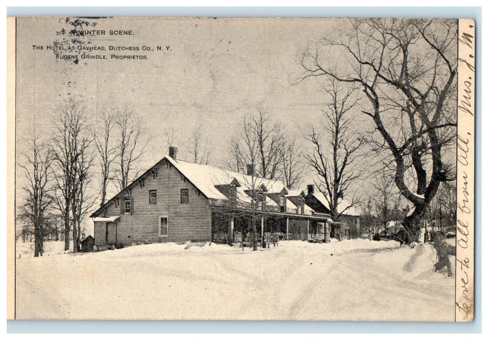 1911 Winter Scene, The Hotel at Gayhead Duchess Co NY Advertising Postcard