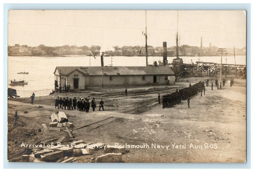 c1910's Arrival Of Russian Envoys Portsmouth Navy Yard RPPC Photo Postcard