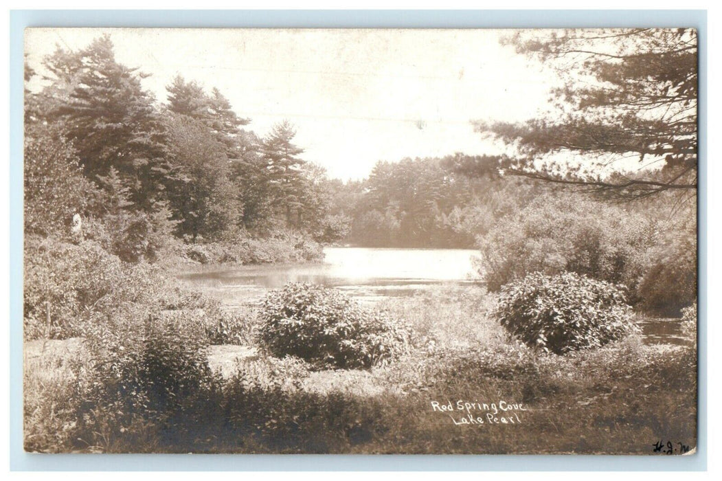 c1910's Red Spring Cove Lake Pearl Franklin Massachusetts MA RPPC Photo Postcard