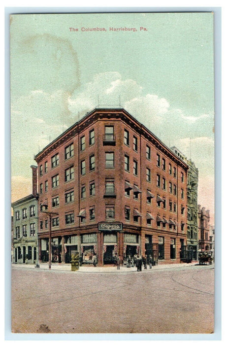 c1910's The Columbus Building Street View Harrisburg Pennsylvania PA Postcard