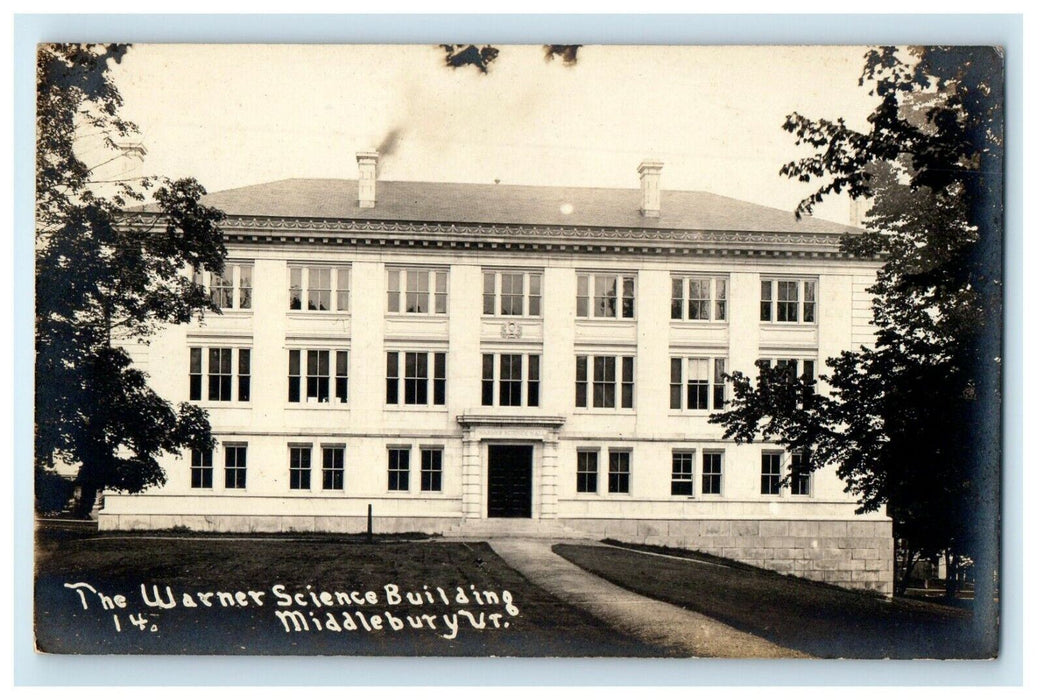 c1910's The Warner Science Building Middlebury Vermont VT RPPC Photo Postcard