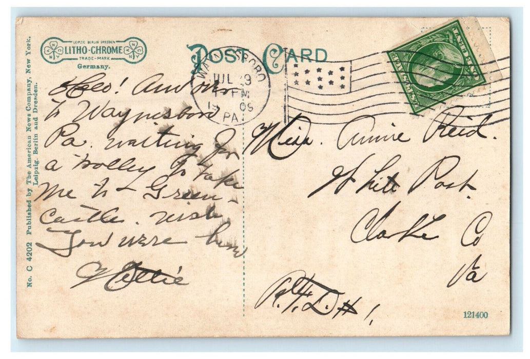 1909 Clayton Ave. School Building Waynesboro Pennsylvania PA Postcard