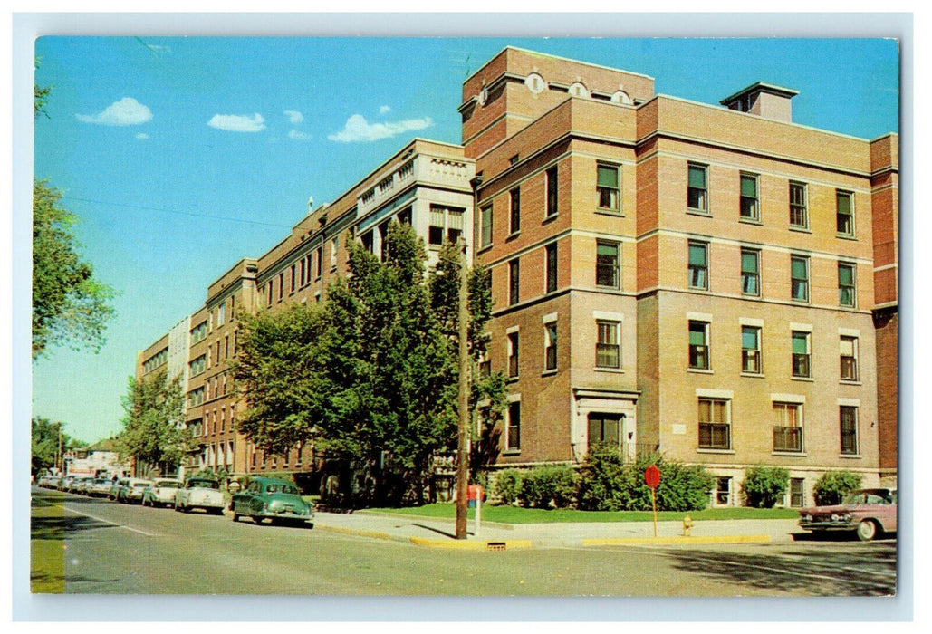 c1960s St Mary's Hospital, Kankakee Illinois View from Road Postcard