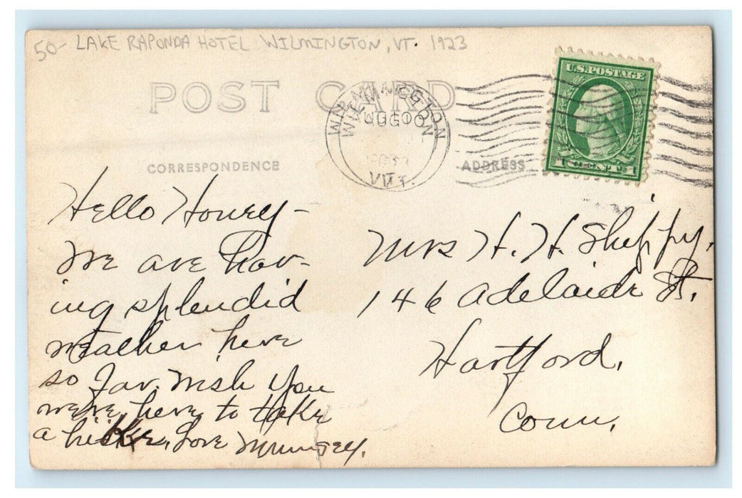 1923 Lake Raponda Hotel Wilmington Vermont VT RPPC Photo Vintage Postcard