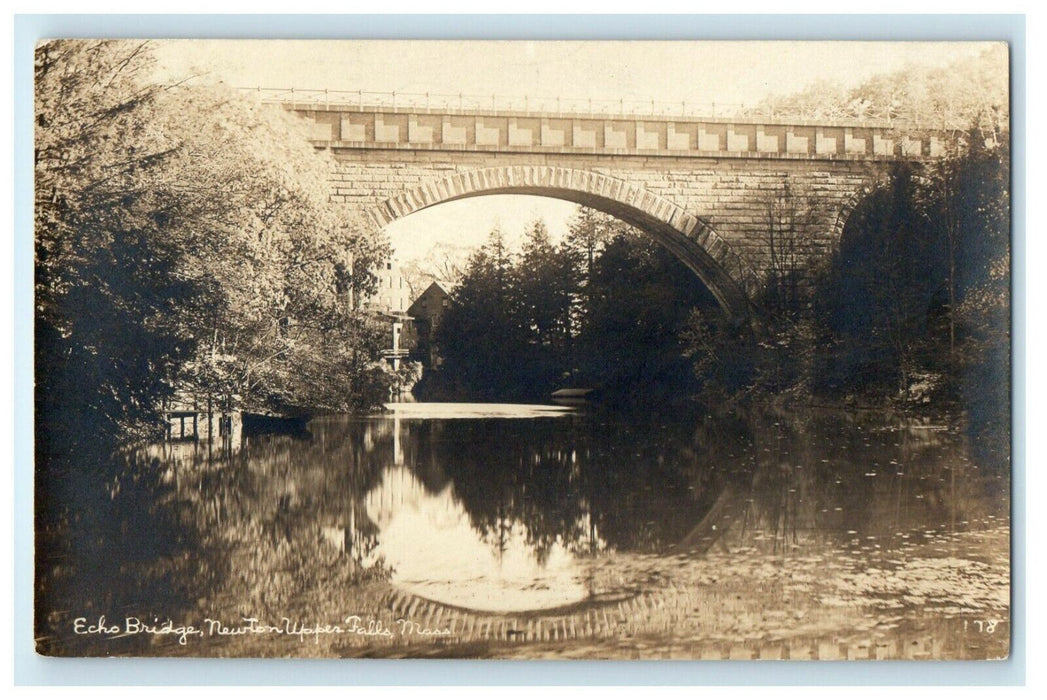 c1920 Echo Bridge Newton Upper Falls, Massachusetts MA RPPC Photo Postcard