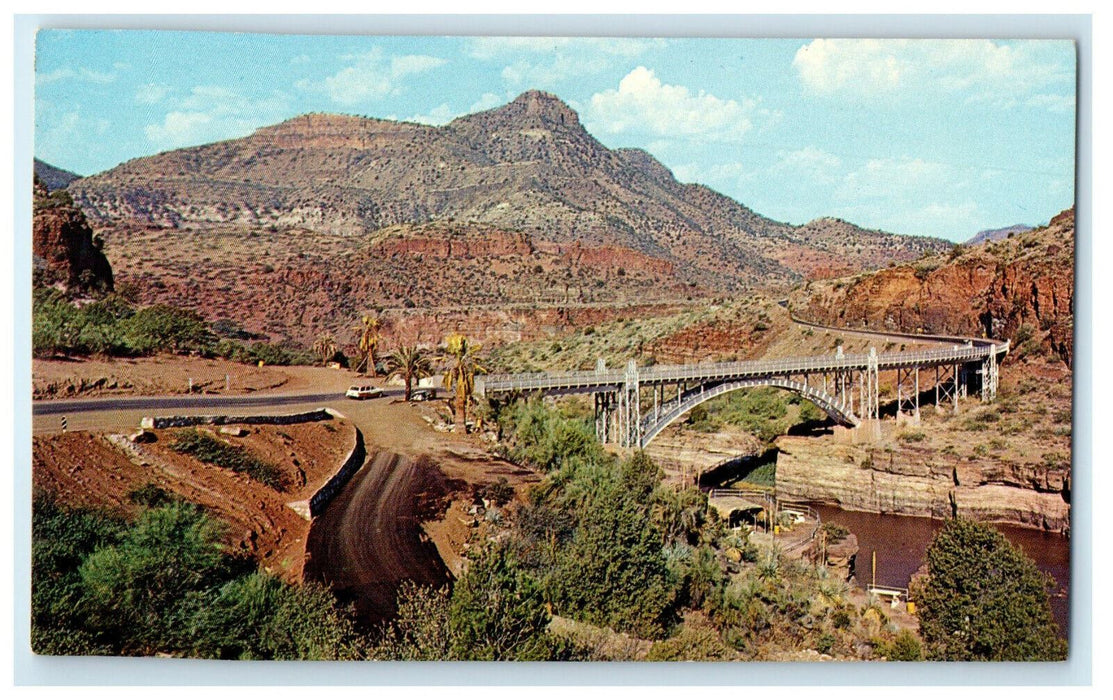 c1960s Mountain View and Highway Bridge Salt River Canyon Arizona AZ Postcard